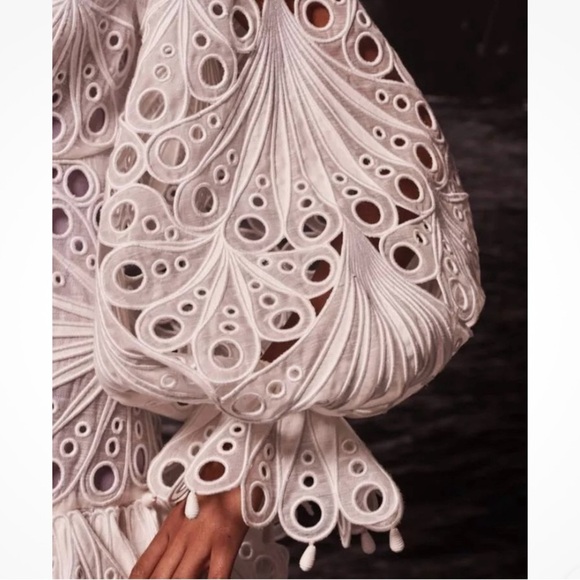 Lace glassy bubble linen wedding ivory gown size XL - Picture 3 of 12